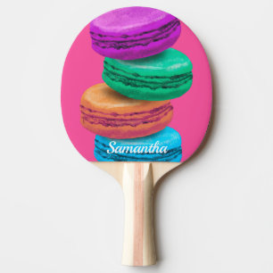 Pink macaron sweets personalized ping pong paddle