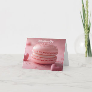 Pink Macaron with Hearts Valentine's Greeting Card