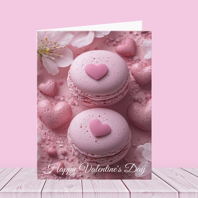 Pink Macarones with Hearts Valentine's Greeting Card (Creator Uploaded)