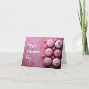 Pink Macarones with Hearts Valentine's Greeting Holiday Card