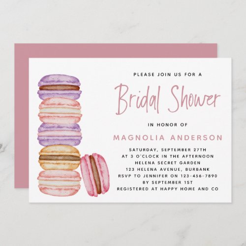 Pink Macarons Bridal Shower Invitation