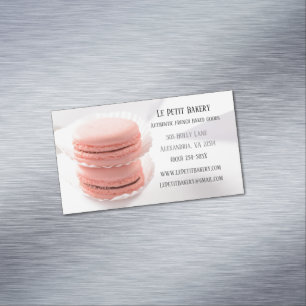 Pink Macarons Food Pastry Chef Bakery Baker Business Card Magnet
