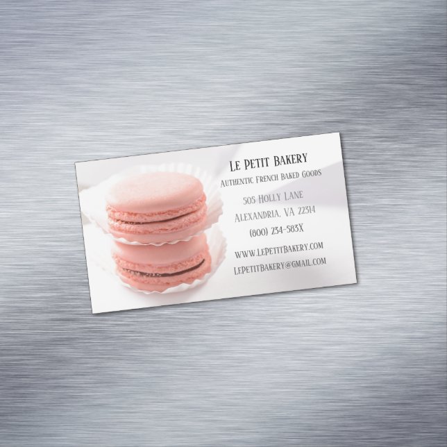 Pink Macarons Food Pastry Chef Bakery Baker Business Card Magnet (In Situ)