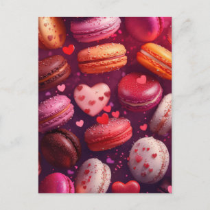 Pink Macarons Hearts Design Valentine`s Day Card