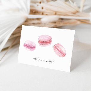 Pink Macarons Merci Beaucoup Letterpress Thank You Card