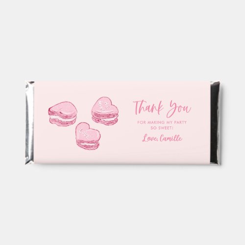 Pink Macarons Valentine Birthday Party Thank You Hershey Bar Favors