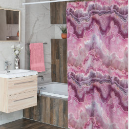 Pink Macro Agate Stone look Shower Curtain
