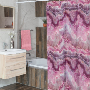 Pink Macro Agate Stone look Shower Curtain
