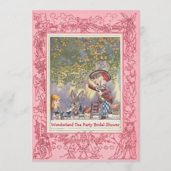 Pink Mad Hatter's Tea Party Bridal Shower Invitation by GroovyGraphics at Zazzle