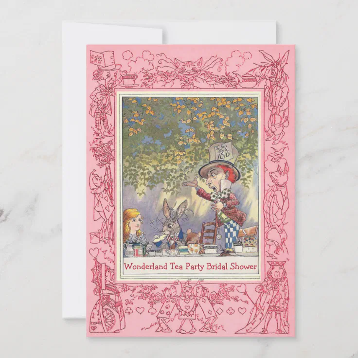 mad hatter tea party bridal shower invitations
