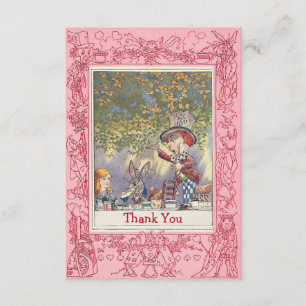 Pink Mad Hatter's Wonderland Tea Party Thank You Card