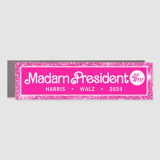 Pink Madam President Kamala Car Bumper MAGNETS (Front)