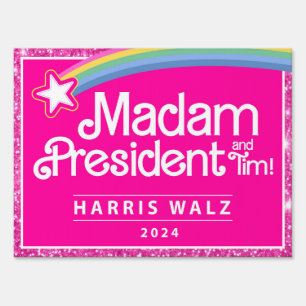 Pink Madam President Kamala Harris 2024 Yard Sign