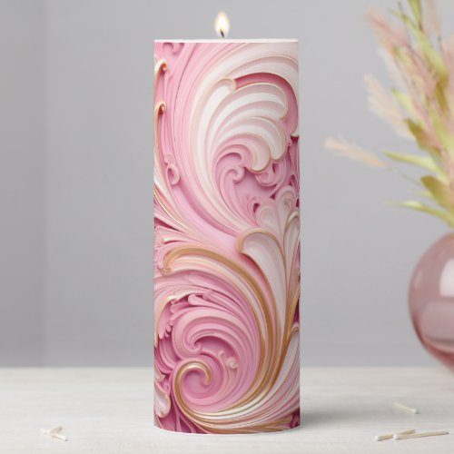 Pink Madame Pompadour Baroque Icecream  Pillar Candle