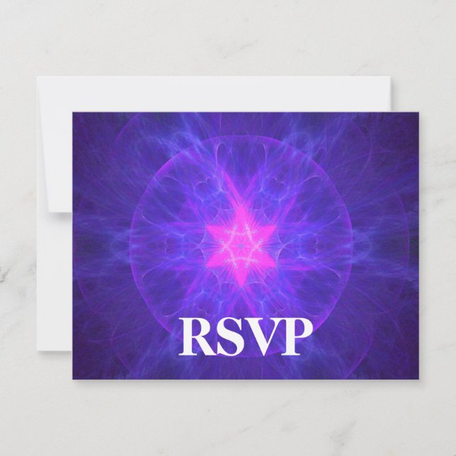 Pink Magen David Bar/Bat Mitzvah RSVP Card (Front)