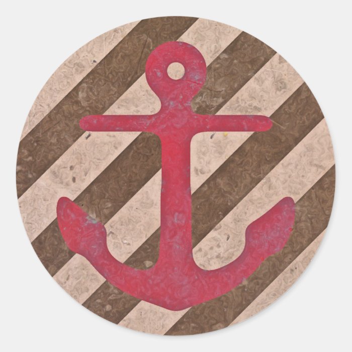 Pink Magenta Anchor Stripes Sticker