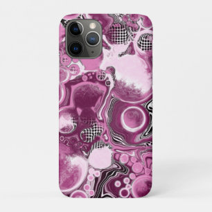 Pink, Magenta and Black Fluid Art Pour Painting iPhone 11 Pro Case
