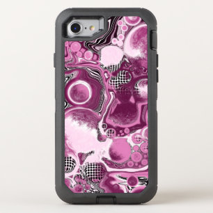 Pink, Magenta and Black Fluid Art Pour Painting OtterBox Defender iPhone SE/8/7 Case