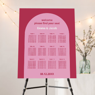Pink Magenta Arch 12 Table Seating Chart Foam Board