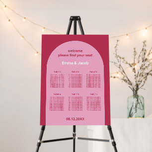 Pink Magenta Arch 6 Table Seating Chart Foam Board