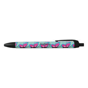 Pink Magenta Blue Butterfly Add Name Pen