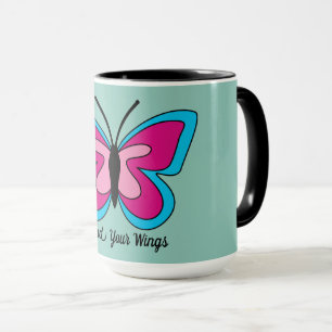 Pink Magenta Blue Butterfly Add Text Mug