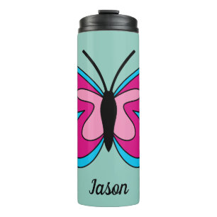 Pink Magenta Blue Butterfly Add Text Thermal Tumbler