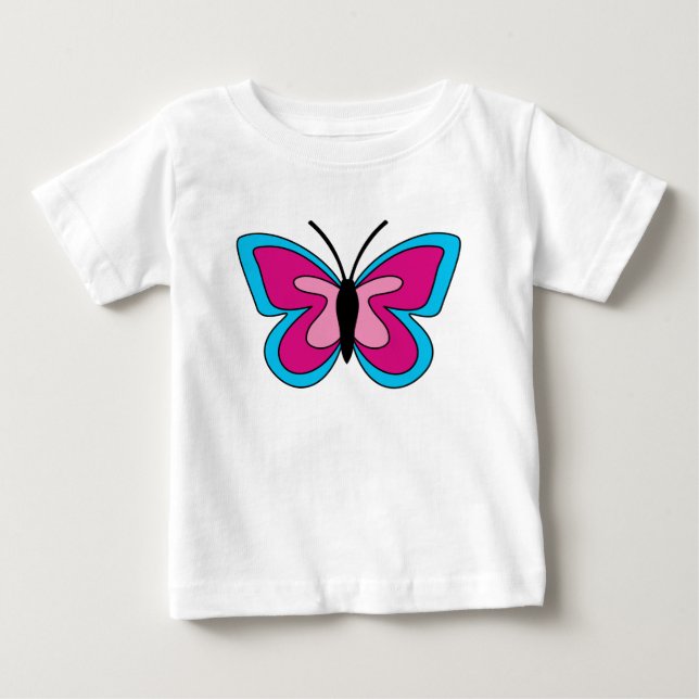 Pink Magenta Blue Butterfly Baby T-Shirt (Front)
