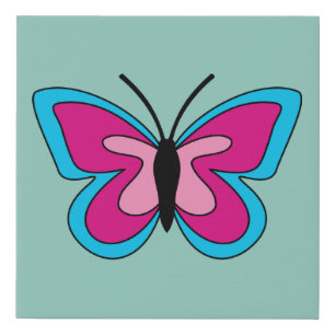 Pink Magenta Blue Butterfly Faux Canvas Print