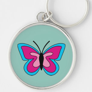 Pink Magenta Blue Butterfly Keychain