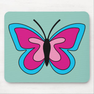 Pink Magenta Blue Butterfly Mouse Pad