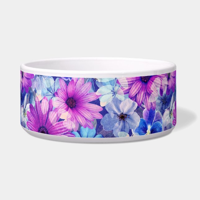 Pink Magenta Blue Floral Pattern Bowl (Front)
