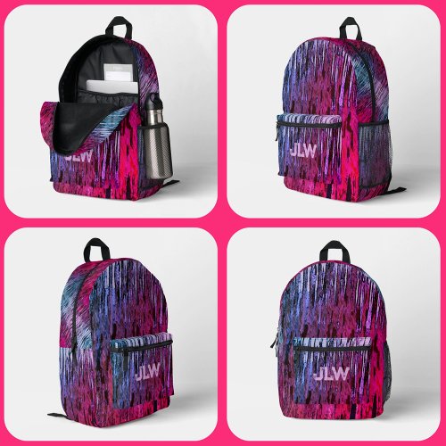 Pink Magenta Blue Purple Wild Abstract Printed Backpack