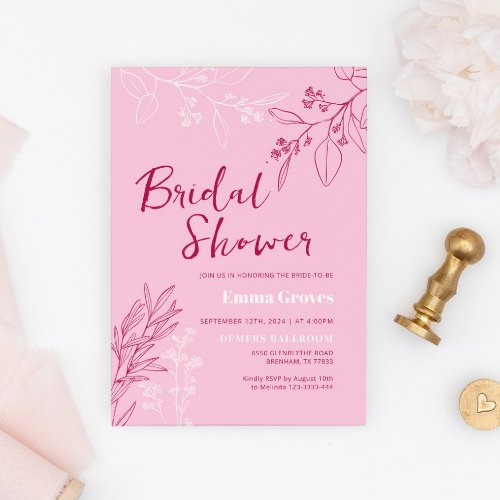 Pink Magenta Bridal Shower invitations 