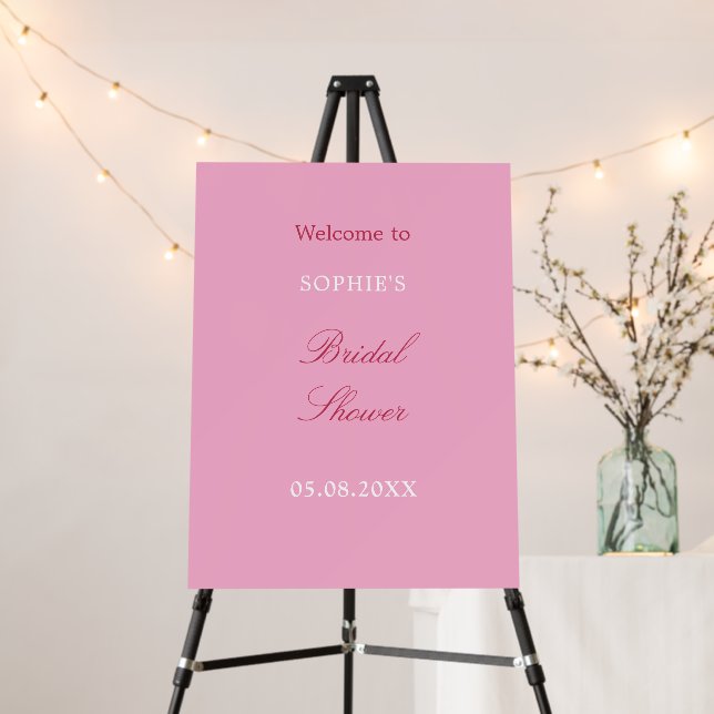Pink Magenta Bridal Shower Welcome Sign (In Situ (Stand))