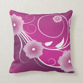 Pink Magenta Floral Swirl Throw Pillow