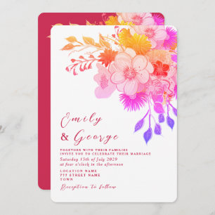 Pink Magenta Floral Wedding Invitation