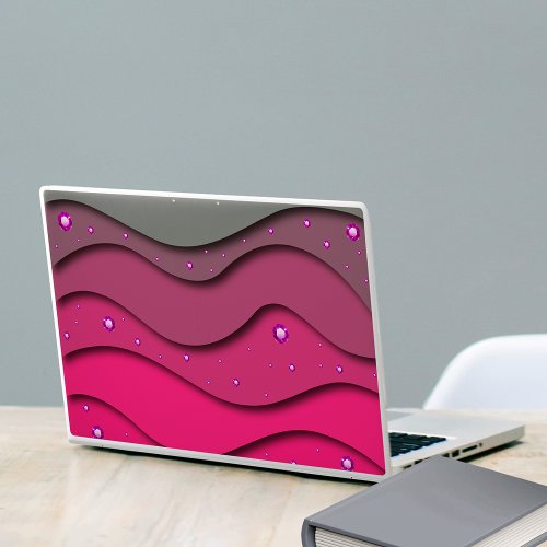 Pink Magenta Glam Paper Cut Out Art with Diamonds HP Laptop Skin