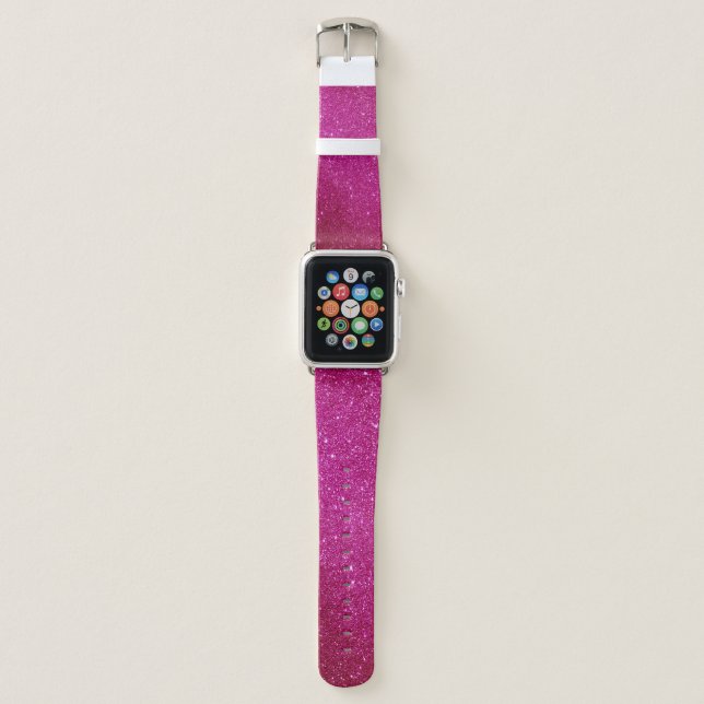 Pink Magenta Glitter Apple Watch Band (Front)