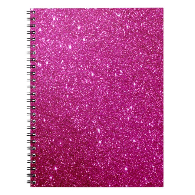 Pink Magenta Glitter Customized Notebook (Front)