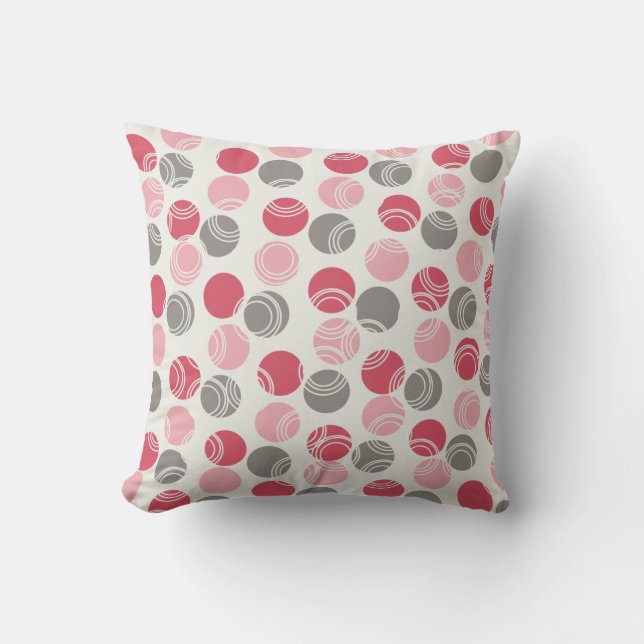 Pink, Magenta, Gray Circles MOJO Pillow (Front)