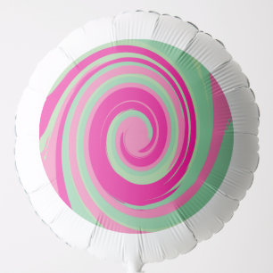 Pink Magenta Green and Mint Abstract Swirl Balloon