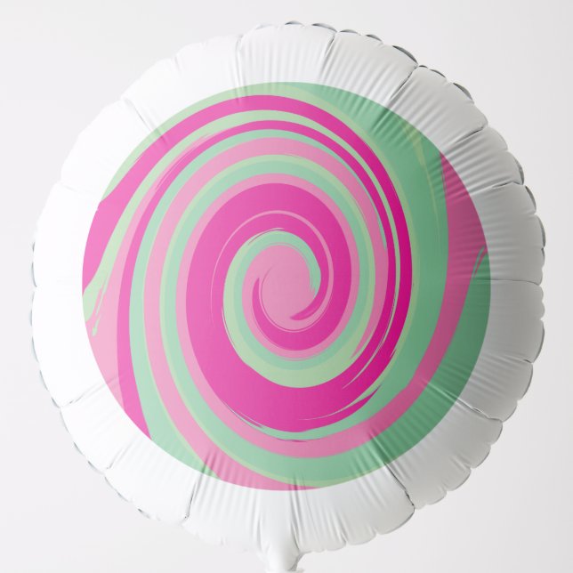 Pink Magenta Green and Mint Abstract Swirl Balloon (Front)
