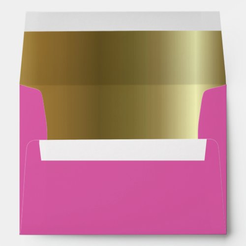 Pink Magenta Metallic Golden Inside A7 Envelope