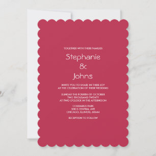 Pink Magenta Minimal Plain Bright Colorful Wedding Invitation
