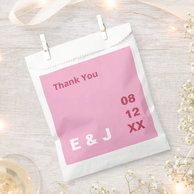 Pink Magenta Modern Wedding Favor Bags (Clipped)