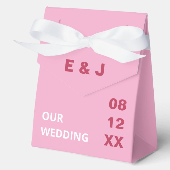 Pink Magenta Modern Wedding Favor Boxes (Front)