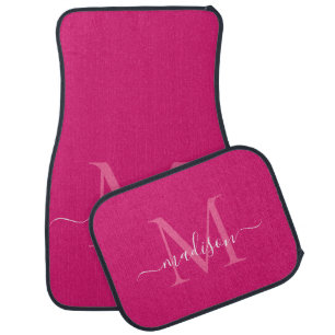 Pink Magenta Monogram Elegant Classic Chic Script Car Floor Mat