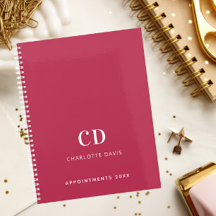 Pink magenta monogram initials 2026 planner