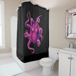 Pink Magenta Octopus Shower Curtain